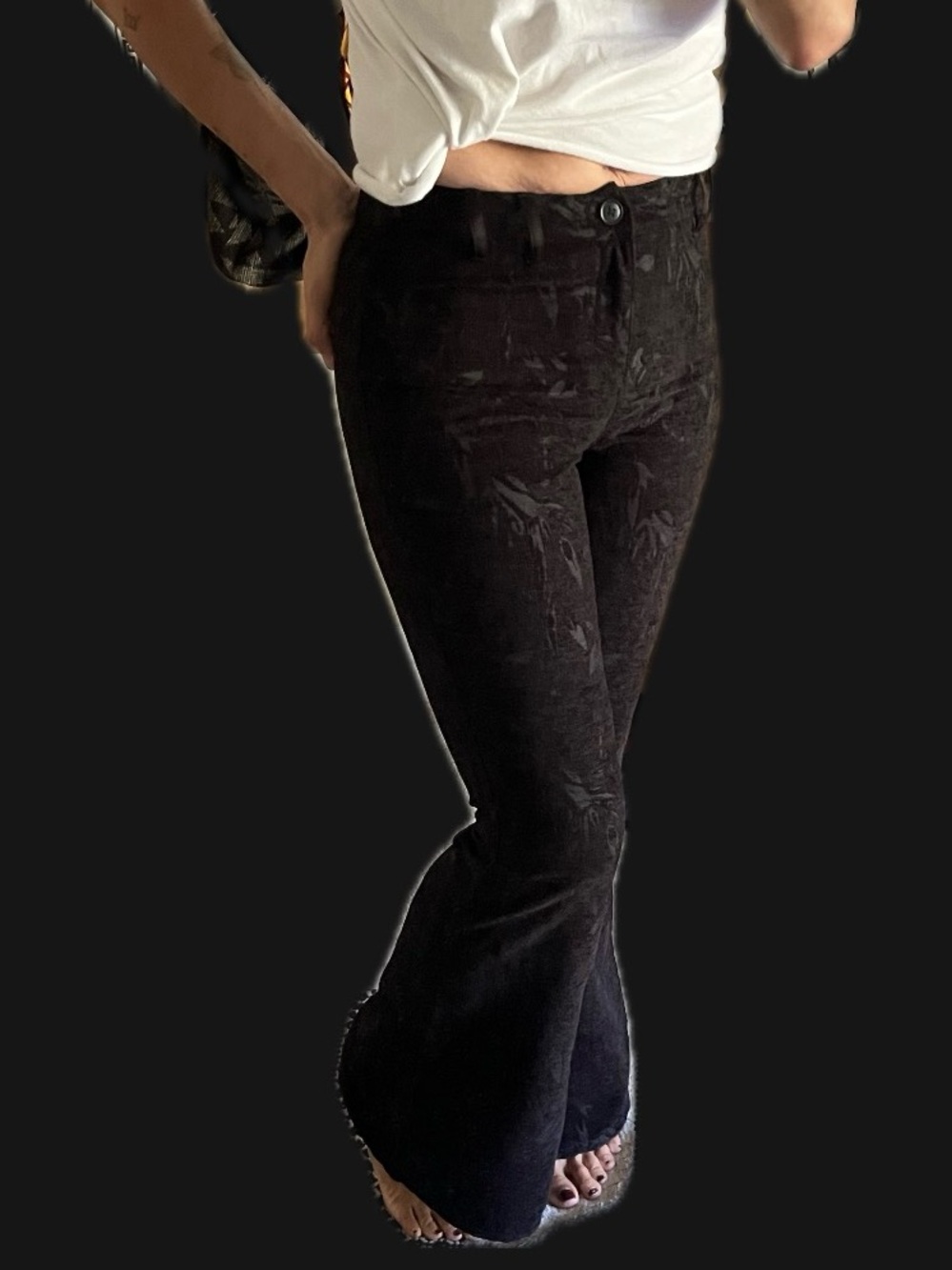 We The Free Black Velvet Flare Pants